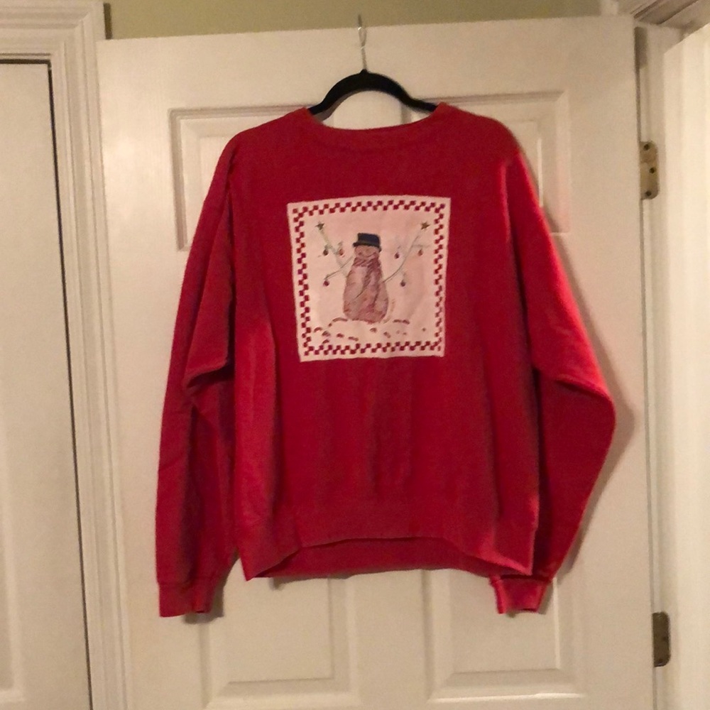Vintage Bath and Body works crackled snowman sweatshirt one size